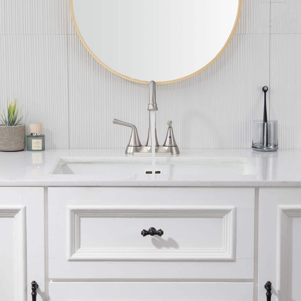 Brushed Nickel Dual Handle Bathroom Sink Faucet with Drain Kit