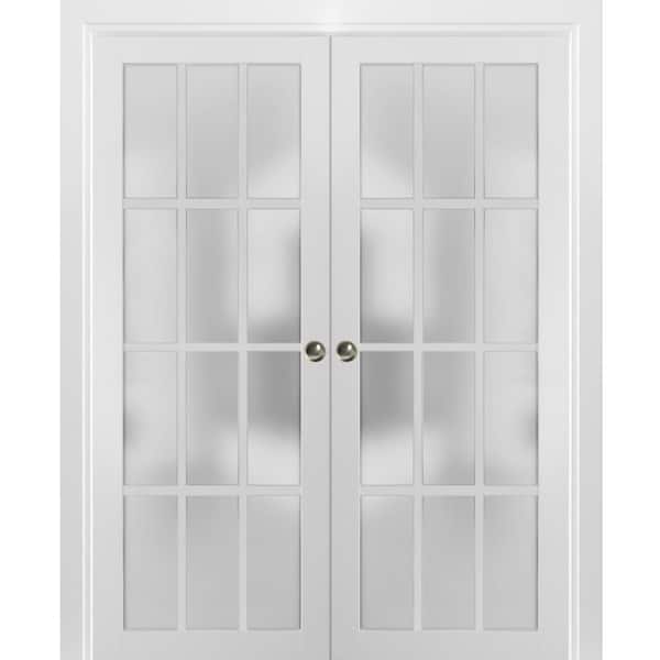 Sartodoors 36 in. x 96 in. 1 Panel White Finished Wood Sliding Door with Double Pocket Hardware