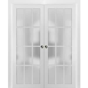 3312 48 in. x 80 in. 1 Panel White Finished Wood Sliding Door with Double Pocket Hardware