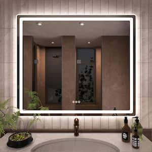 42 in. W x 36 in. H Round Corner Rectangular Frameless Wall Mount LED Single Bathroom Vanity Mirror in Polished Crystal