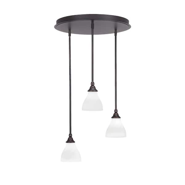 Unbranded Villa 3 Light Dark Granite Pendant, Cluster Pendant Light with 6.25 in. White Marble Glass Shades, No Bulbs Included