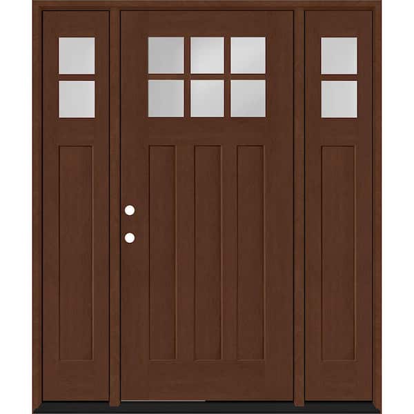 Steves & Sons Regency 68 in. x 80 in. 6-Lite Top Lite Clear Glass RHIS Mahogany Fiberglass Prehung Front Door 14 in. Side Lites