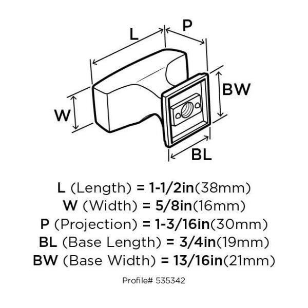 Black Bronze Rectangular Cabinet Knob with Mounting Hardware