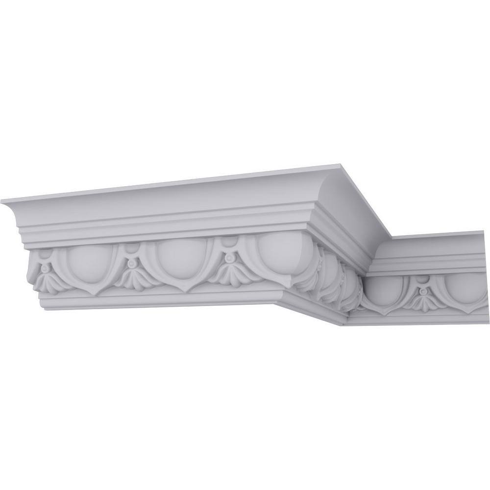 White Polyurethane Traditional Crown Moulding 7 3/8"H x 12"L