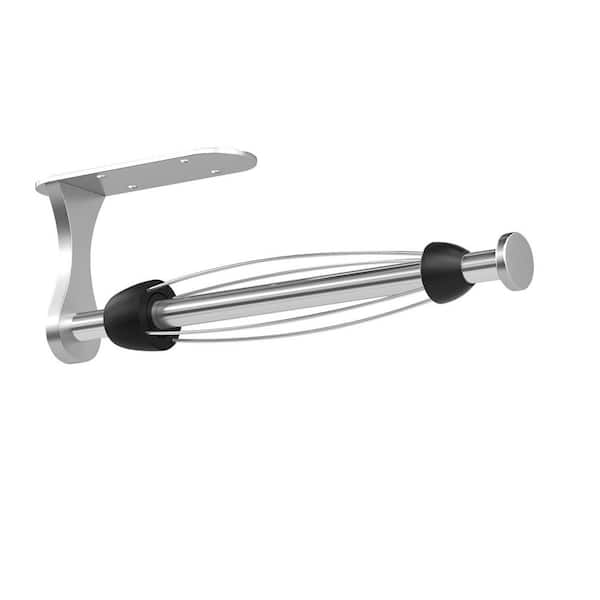 Wall Mount Silver Paper Towel Holder Under Cabinet One-Handed Tear Adhesive Ratchet Mechanism Kitchen Bathroom