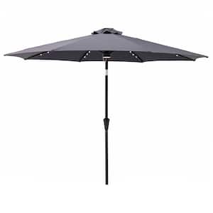 10 ft. Aluminum Market Solar Tilt Patio Umbrella with LED Lights in Anthracite Solution Dyed Polyester