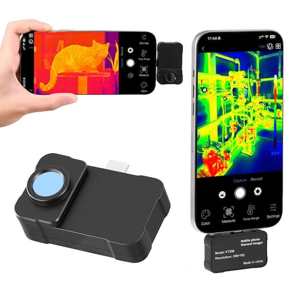 Digital Thermal Imaging Camera for Android & iOS, 512 x 384 with Macro Lens, 25Hz Infrared Imager, -4°F to 1022°F