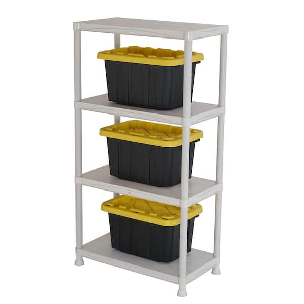 HDX 4-Tier Easy Assembly Multi-purpose Plastic Garage Storage