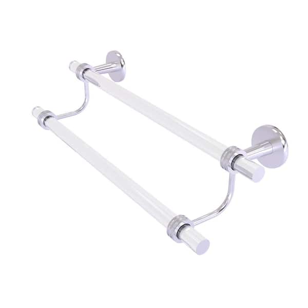 Allied Brass Clearview 36 in. Wall Mounted Double Towel Bar with Dotted Accents in Satin Chrome