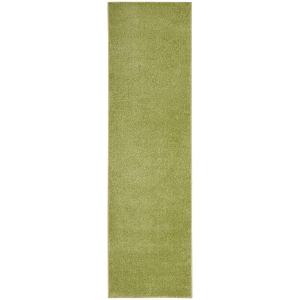 Nourison Essentials 2 ft. X 10 ft. Green Kitchen Runner Solid Indoor ...