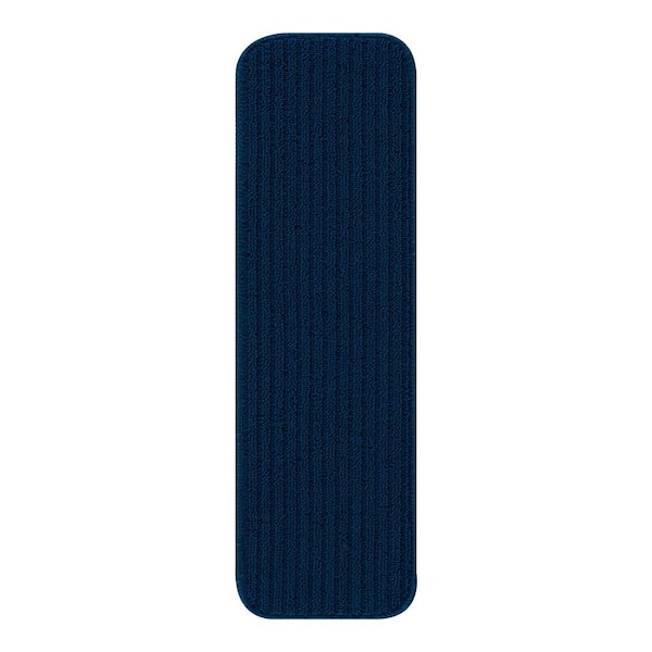 Beverly Rug Diego Navy 28 in. x 8.7 in. Solid Non-Slip Rubber Back Stair Tread Cover (Set of 15)