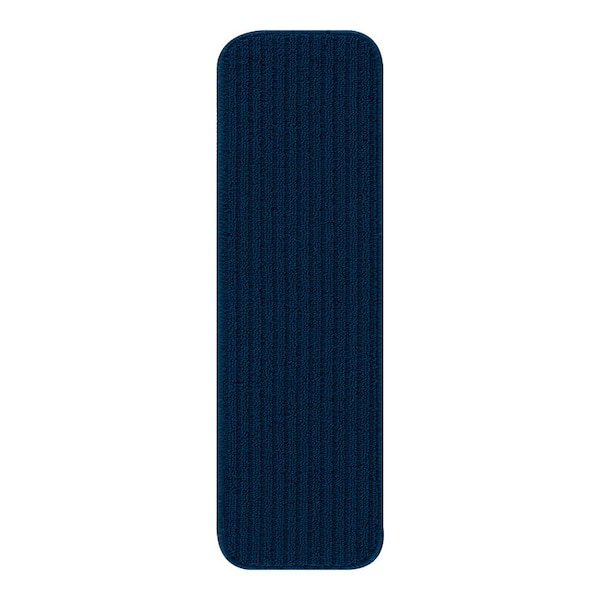 Beverly Rug Diego Navy 28 in. x 8.7 in. Solid Non-Slip Rubber Back Stair Tread Cover (Set of 8)