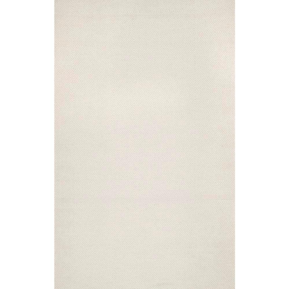 Cream Geometric Tufted Wool Area Rug, 5' x 8'