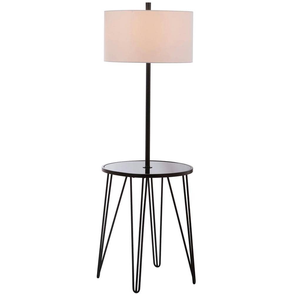 Ciro 58-Inch Black Metal and Glass Floor Lamp Table