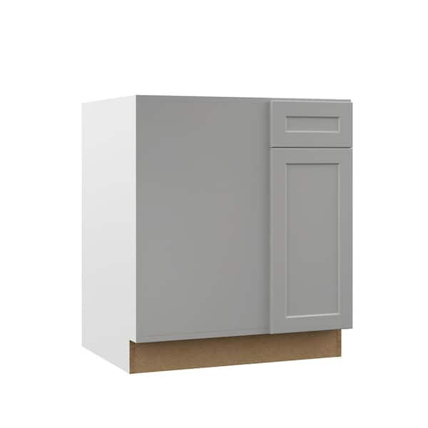 Hampton Bay Designer Series Melvern Assembled 33x34.5x23.75 in. Pots and Pans Drawer Base Kitchen Cabinet in White