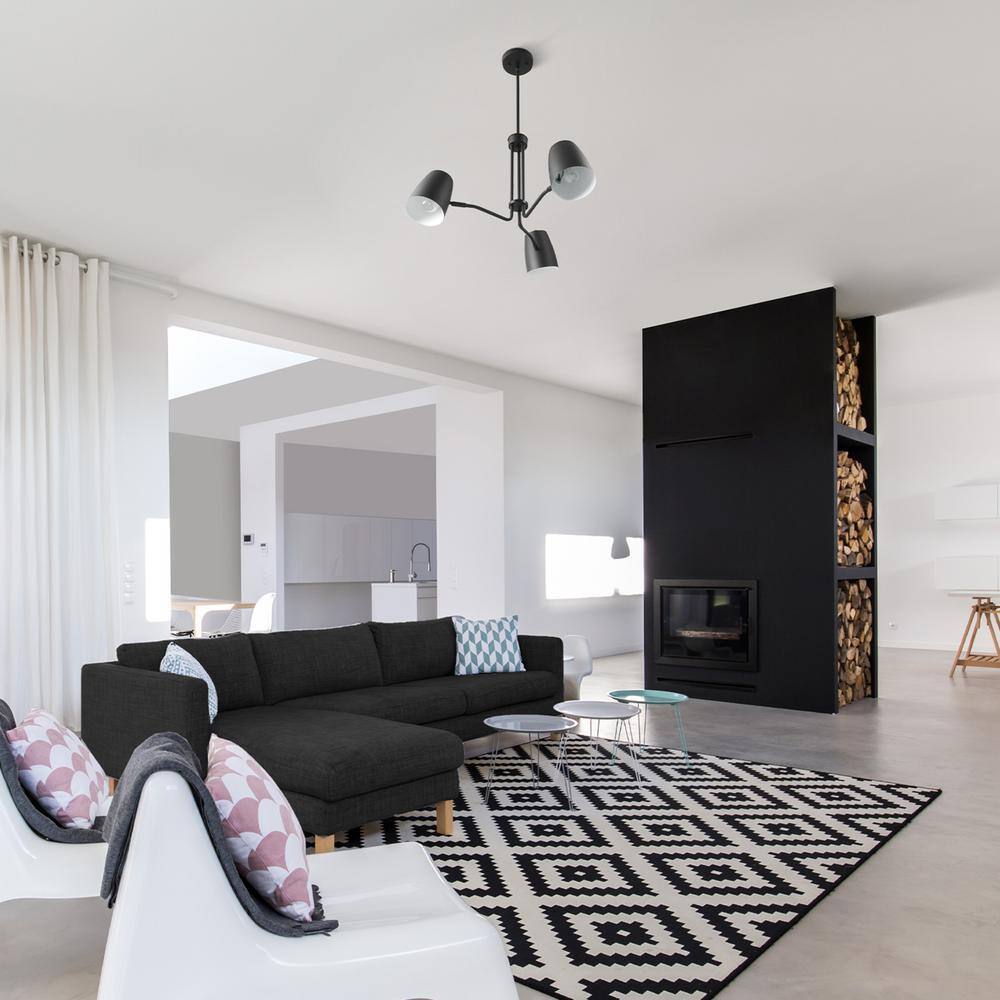Logan Matte Black 3-Light Geometric Chandelier
