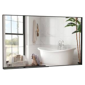 60 in. W x 40 in. H Rectangular Framed Wall Mount Bathroom Vanity Mirror, Vertical/Horizontal Mirror in Aluminum Black