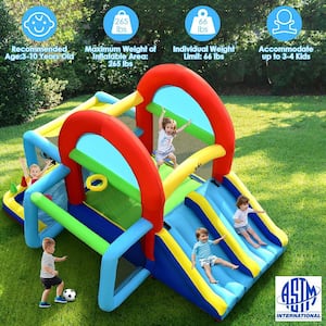 Inflatable Bounce House Kids Bouncy Jumping Castle with Dual Slides and 550-Watt Blower