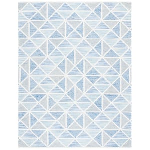 Abstract Ivory/Blue 6 ft. x 9 ft. Striped Triangle Area Rug