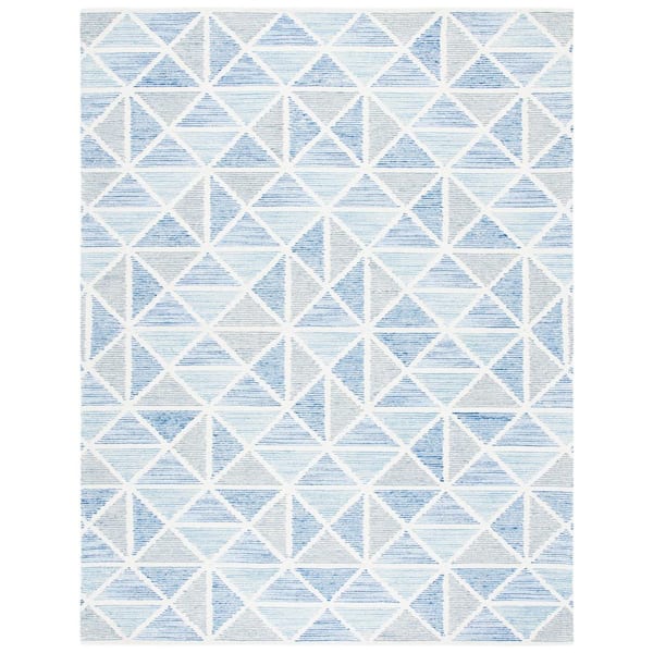 SAFAVIEH Abstract Ivory/Blue 6 ft. x 9 ft. Striped Triangle Area Rug