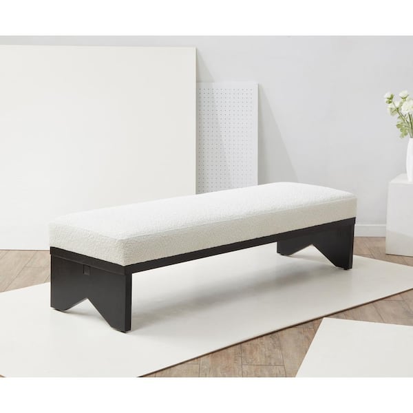 Sharyn Ivory/Black Entryway Bench 62.4 in.