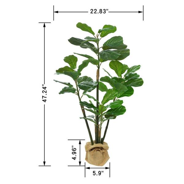 Vanity Art 47 .24 in. H Artificial Fiddle Leaf Fig Tree in Pot (Set of 2)
