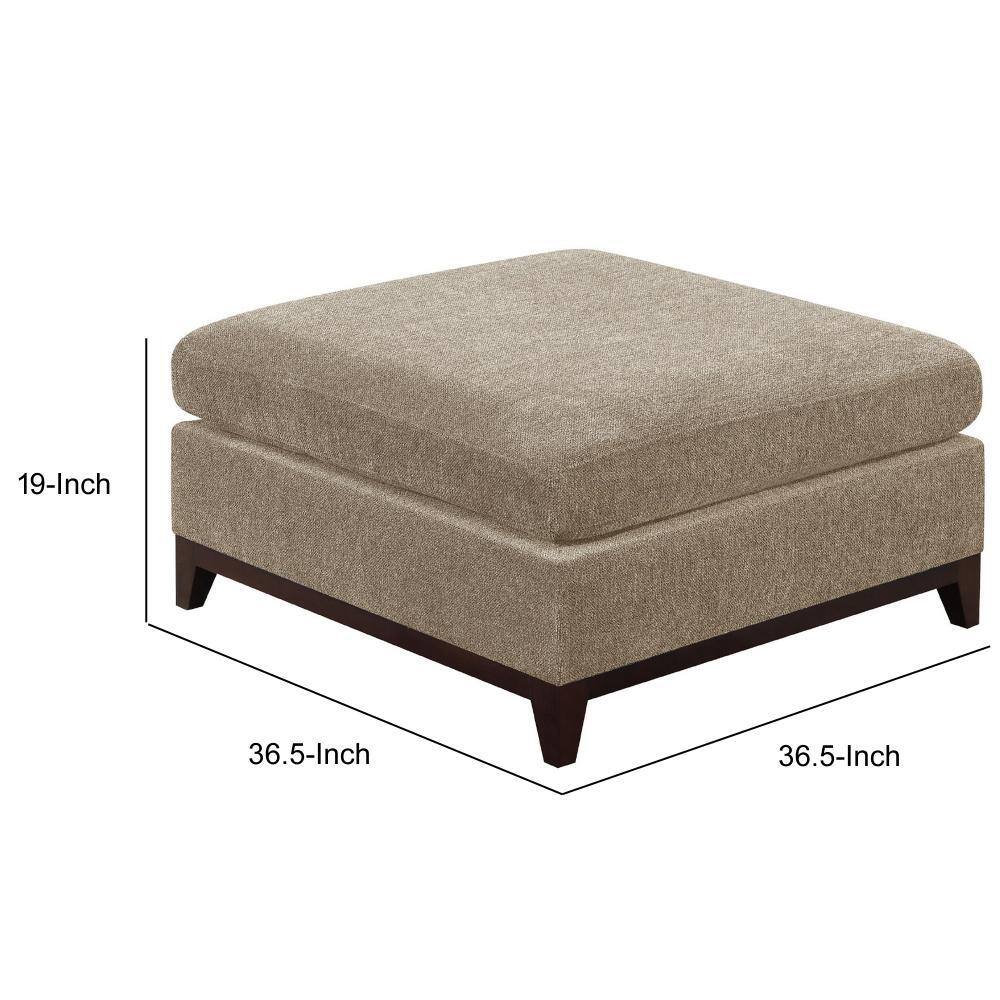Chic Gray Chenille Tufted Cocktail Ottoman with Sleek Wooden Base