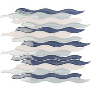 Flow Wave 12 in. x 11-1/2 in. Glass and Marble Mosaic Tile