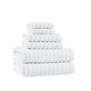 Textured Zero Twist 6-Piece White Solid Cotton Towel Set