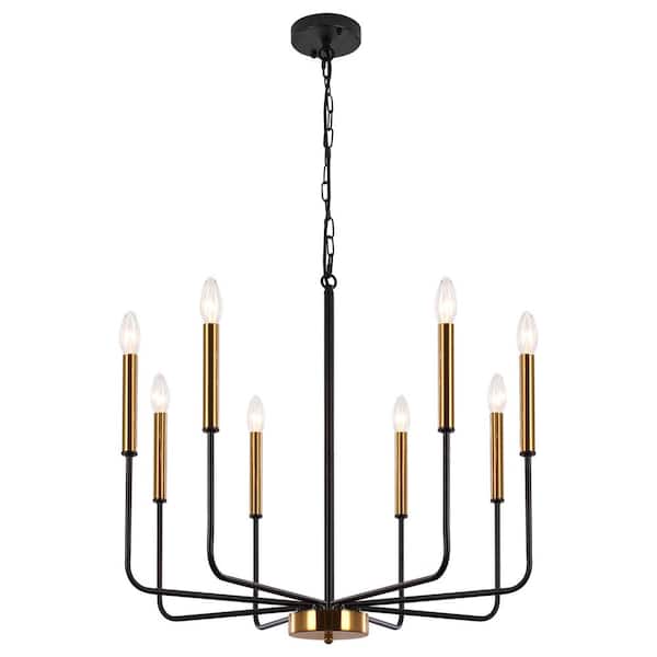 8-light Black and Gold Candlestick Chandelier for Kitchen with no bulbs included