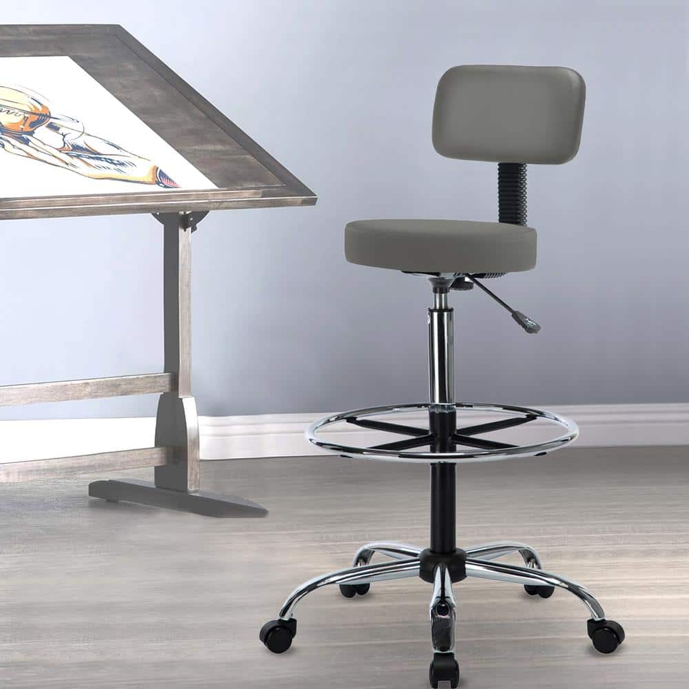 MAYKOOSH Faux Leather Adjustable Height Rolling Ergonomic Drafting ...