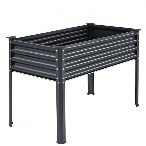 Galvanized Raised Garden Bed with Legs, Large Metal Elevated Raised Planter Box with Drainage Holes for Backyard, Grey