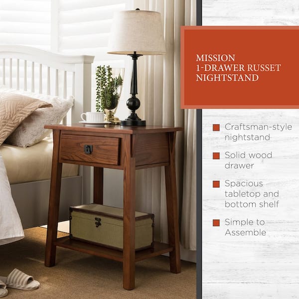 Favorite Finds Wood Mission Night Stand Tables with Drawer