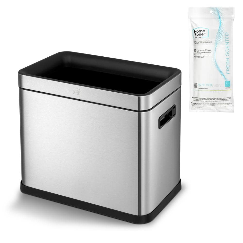 8.7 Gal. Stainless Steel Kitchen Trash Can with Open Top Lid and Slim Shape price history on PriceWatchPro