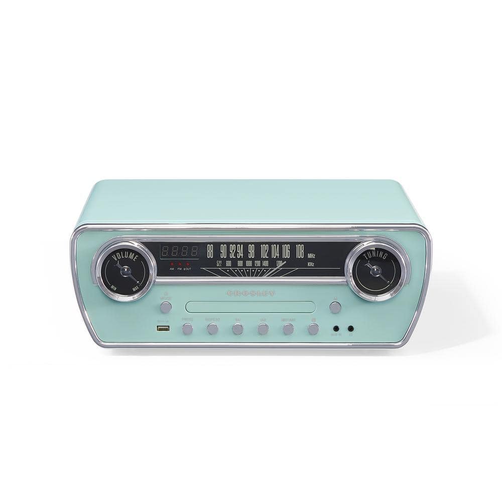 Aqua Blue Retro Style 7-in-1 Record Player with AM/FM Radio