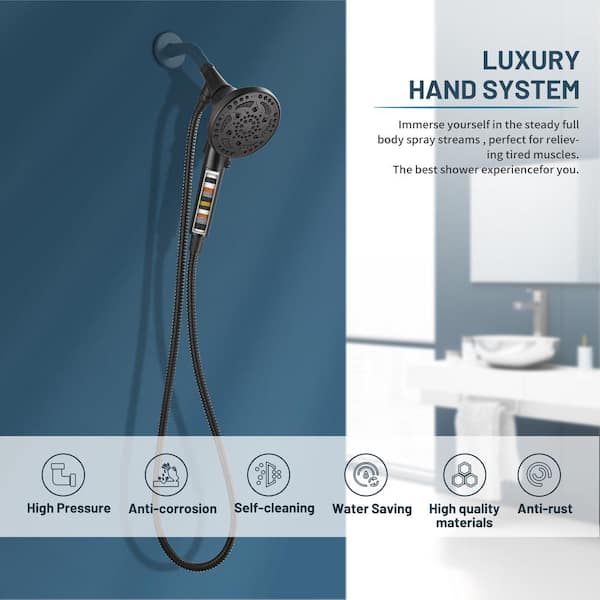 Heemli 7-Spray with 1.8 GPM 4.92 in. Wall Mount Adjustable