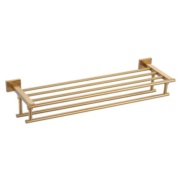Stainless Steels Wall Mounted Towel Rack in Brushed Gold