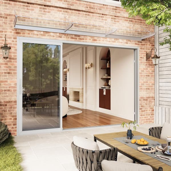 120 in. x 80 in. 3 Panel Matte White Universal Aluminum Multi-Sliding Patio Door with Double Glazed Low-E Glass