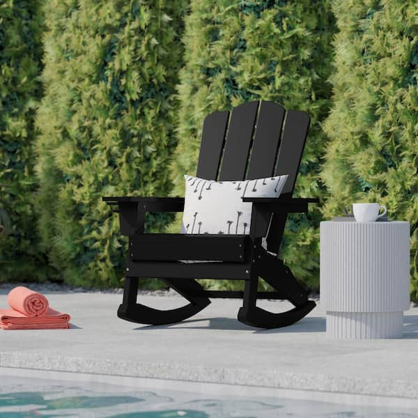 Carnegy Avenue Black Plastic Outdoor Rocking Chair in Black CGA LE