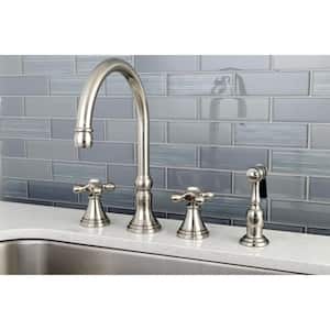 Governor 2-Handle Standard Kitchen Faucet with Side Sprayer in Brushed Nickel