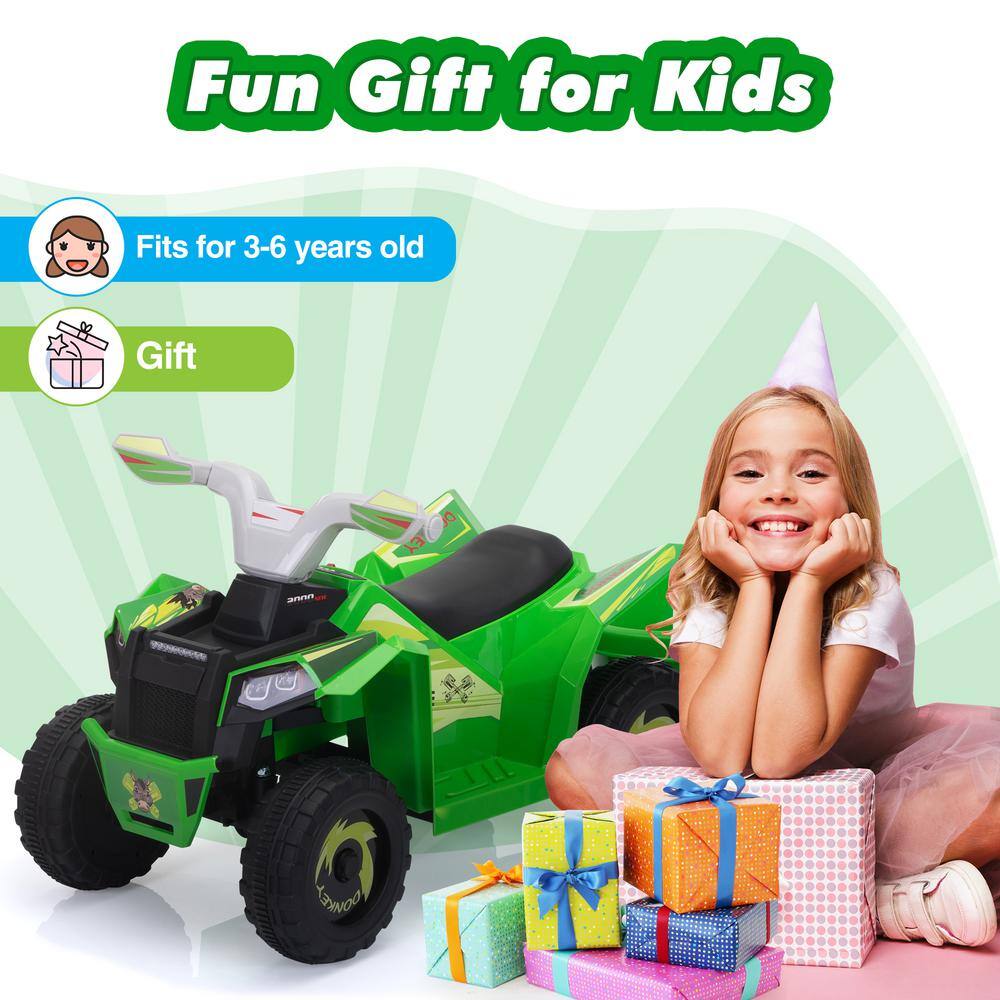 Green 6V Kids Electric Quad ATV with Trailer