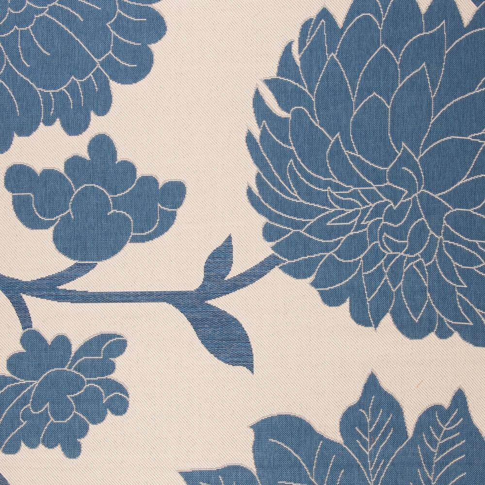 Beige and Blue Floral Synthetic 5' x 7' Area Rug