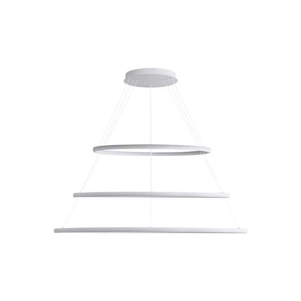 Golden Lighting - Veritas 3 light dimmable integrated LED Sand White Chandelier for Bedroom, Dining, Foyer, Hall, Kitchen, Living