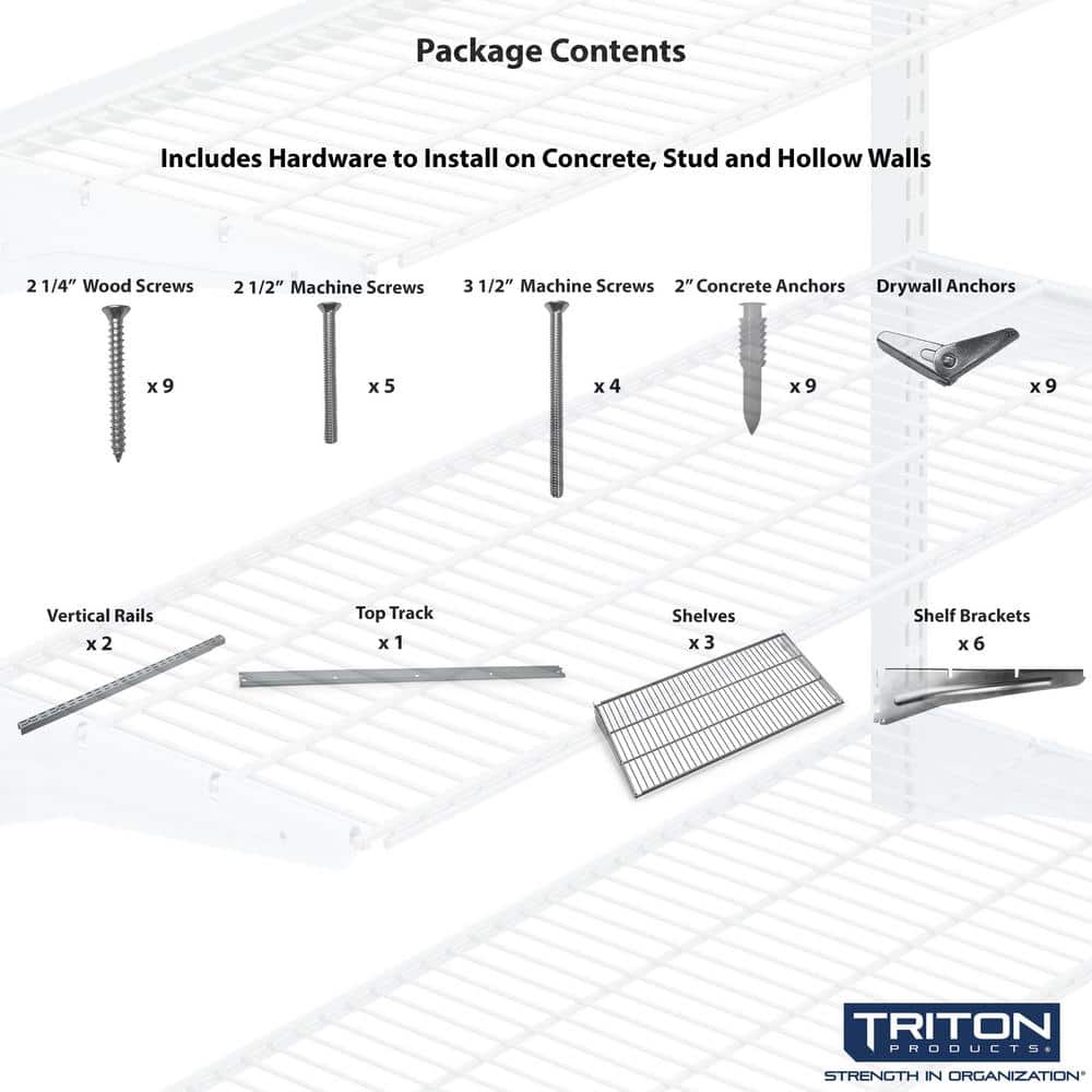 Epoxy Coated Steel 3-Shelf Wall-Mounted Garage Storage Unit, Gray