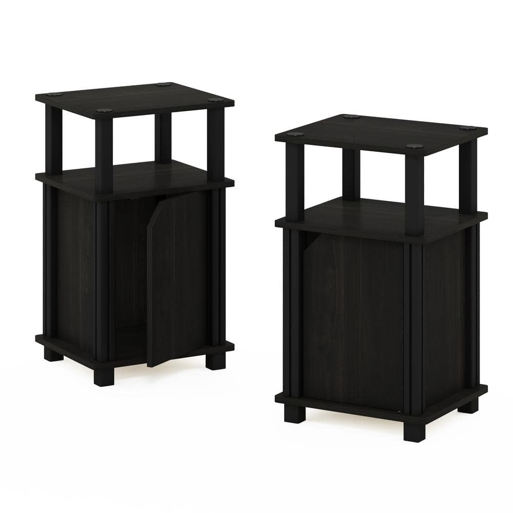 Espresso Black Engineered Wood 3-Tier End Table with Storage