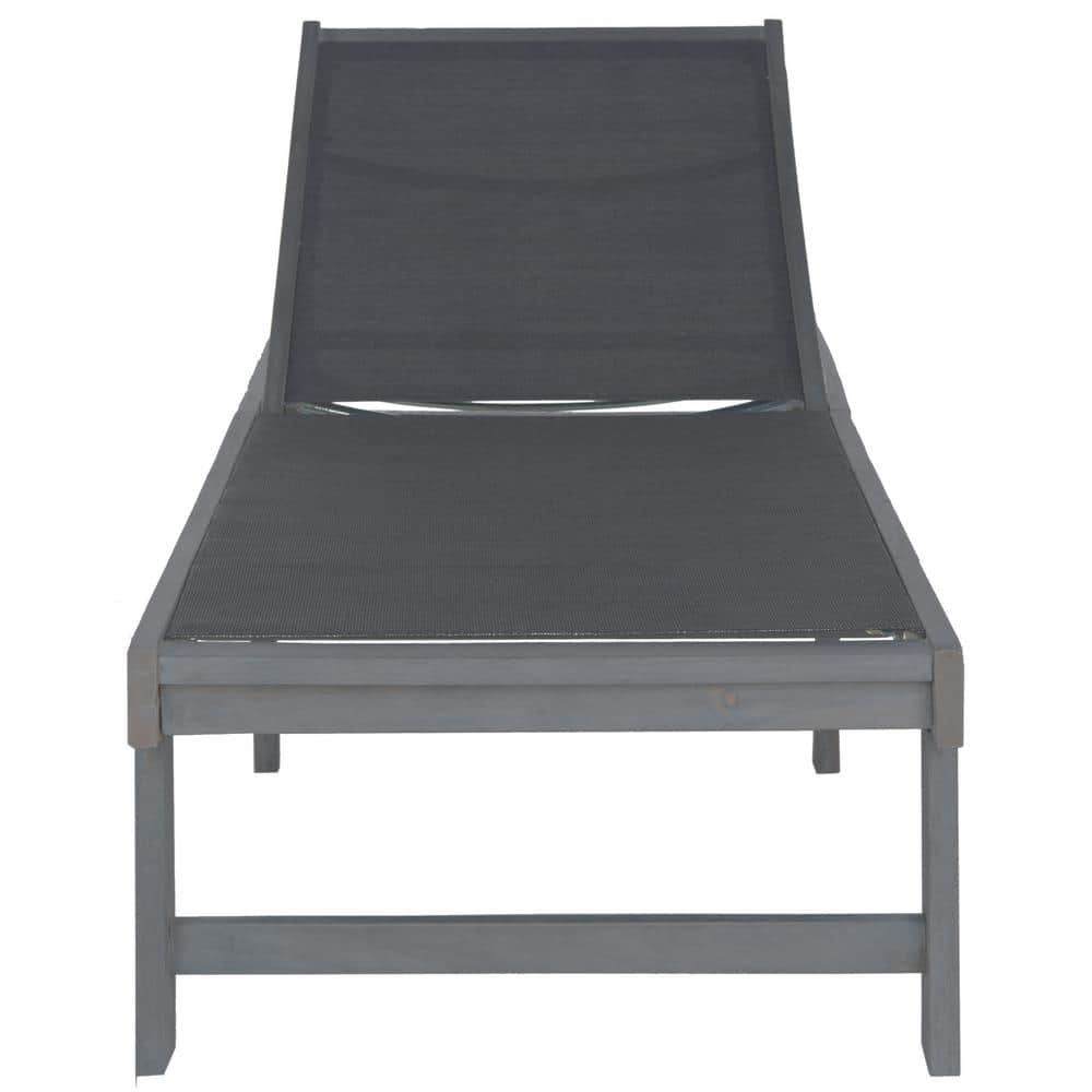 Contemporary Gray Acacia Wood Recliner Chaise Lounge