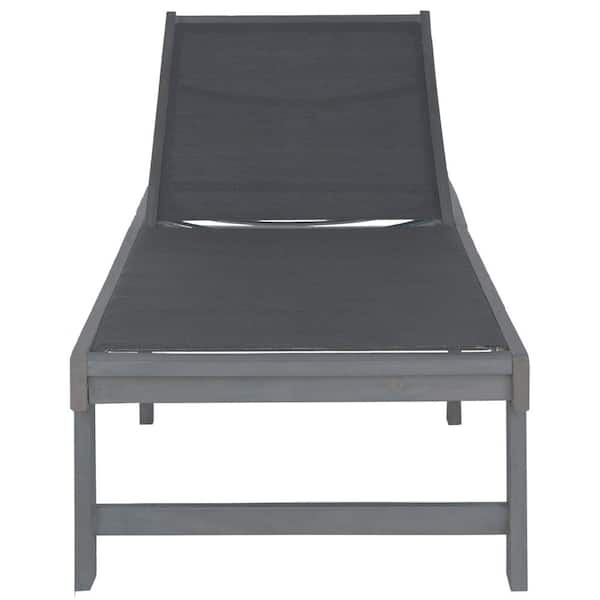 SAFAVIEH Manteca Ash Gray 1-Piece Wood Outdoor Chaise Lounge Chair with Textile Dark Gray Fabric