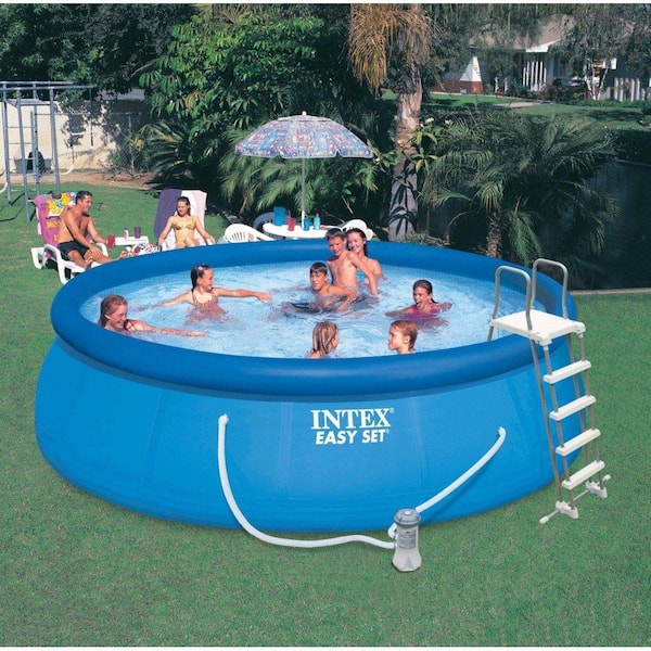 Intex Easy Set 10 ft. x 2.5 ft. Round 30 in. Deep Hard Sided Pool 28200EH +  28601EG - The Home Depot