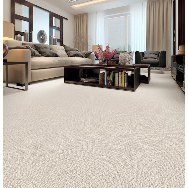 Hickory Lane - Moon Glow - Beige 32.7 oz. SD Polyester Loop Installed Carpet