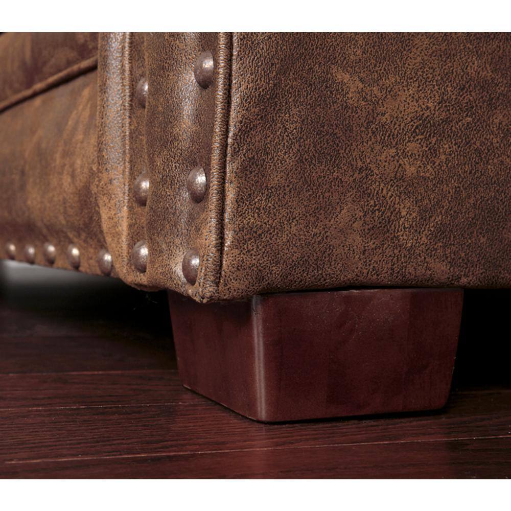 Mahogany Brown Microfiber Two-Piece Sectional Sofa with Nailhead Trim